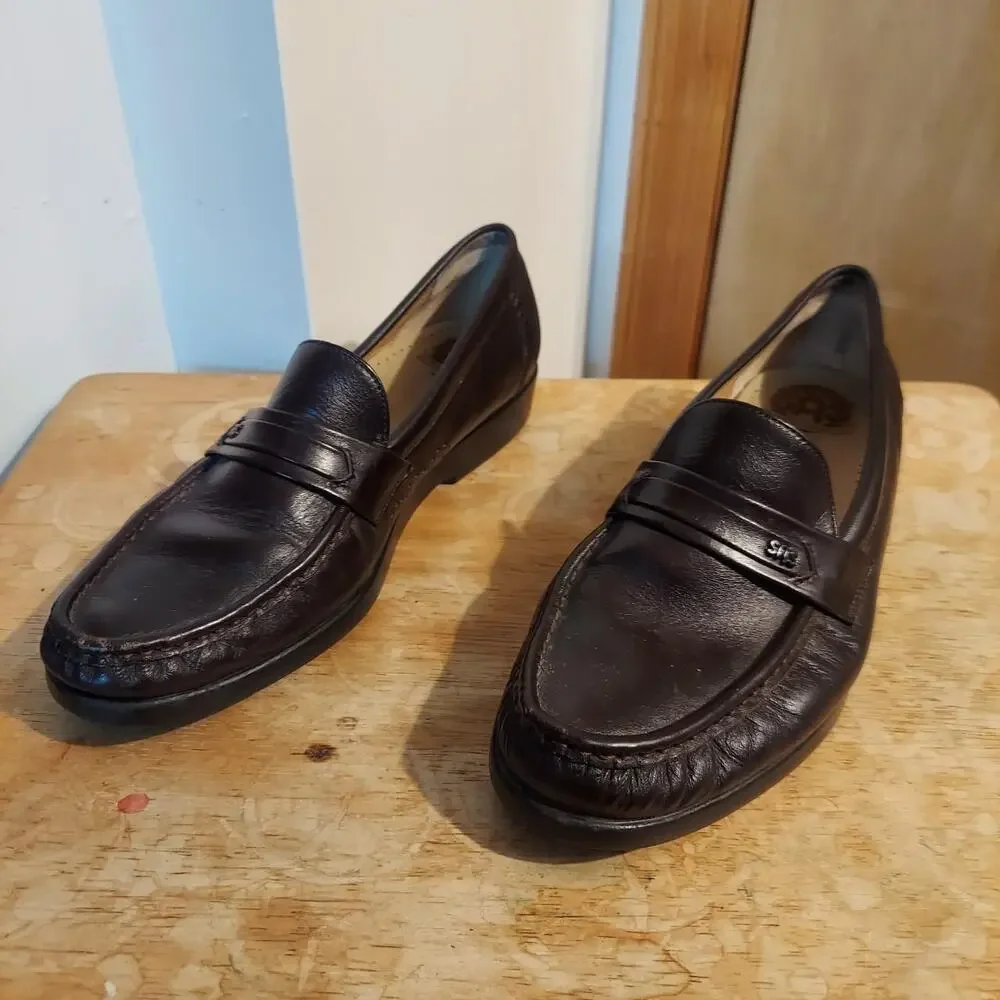 SAS Ace Men's US 9.5 Brown Leather Dress Loafer Casual Slip On Shoes
